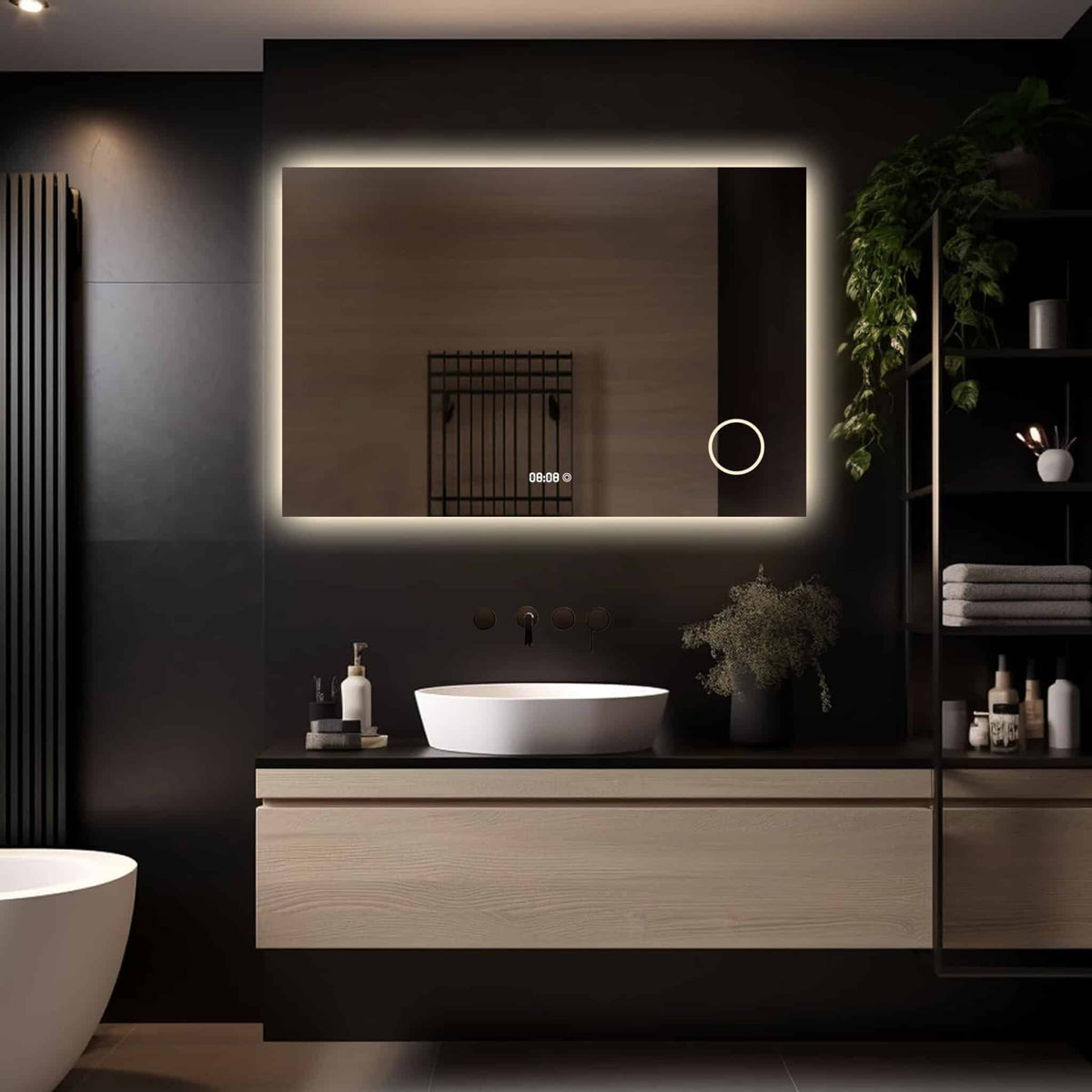 Badkamerspiegel Lorina 120 x 60, product afbeelding zwarte achtergrond