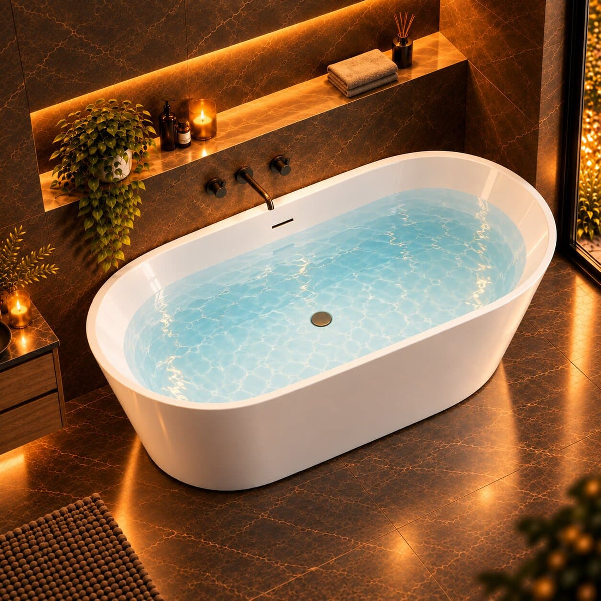ALONI Rondo Vrijstaand Bad 180×80 cm – Glanzend Wit Incl. Afvoer & Clickwaste detail (5)