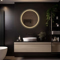 Badkamerspiegel Aurora 70×70, met Gouden Lijst licht variant 3
