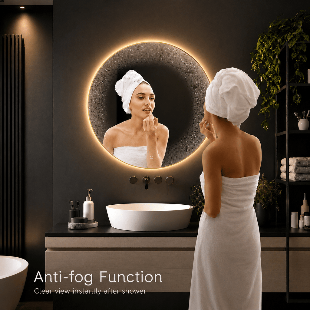 Badkamerspiegel Aurora 80×80, met Gouden Lijst anti fog