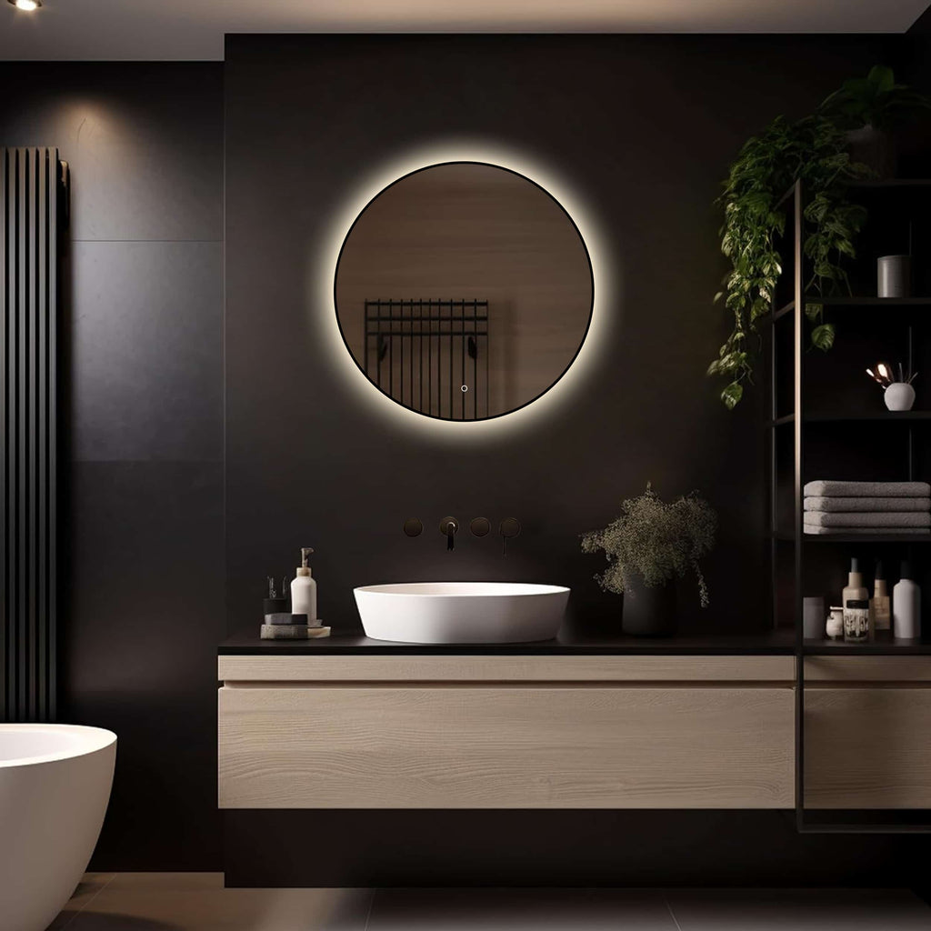 Badkamerspiegel Ilona 70×70, met zwarte lijst licht variant 2