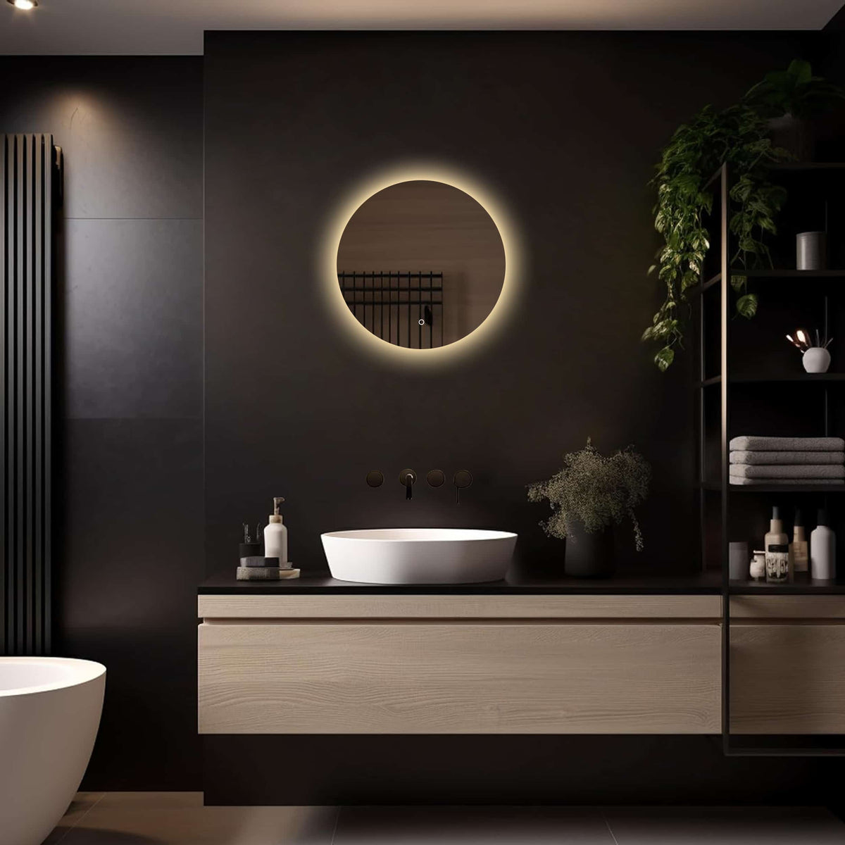 Badkamerspiegel Lena 50×50 licht variant 3 randloos