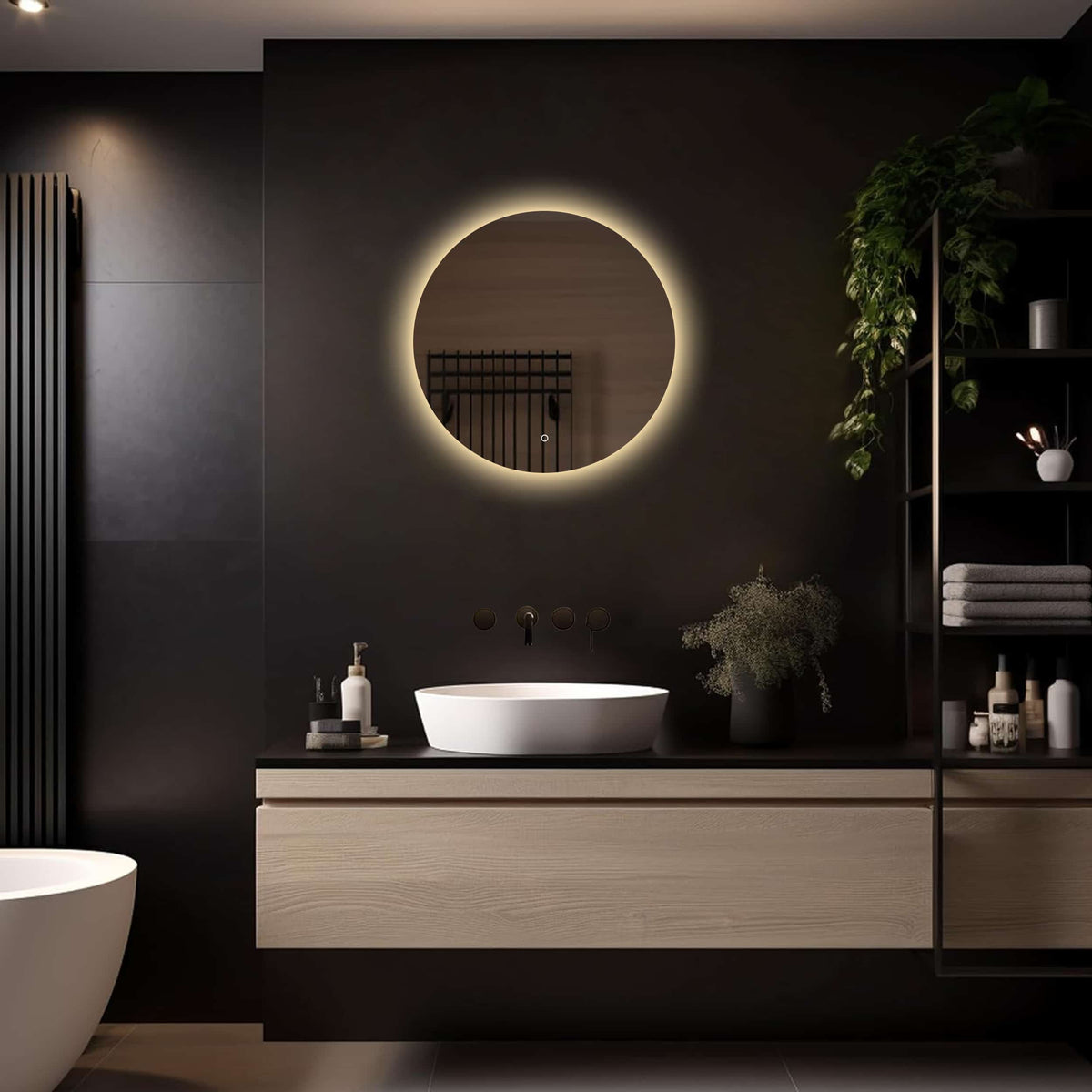 Badkamerspiegel Lena 60×60 ,randloos licht variant 3