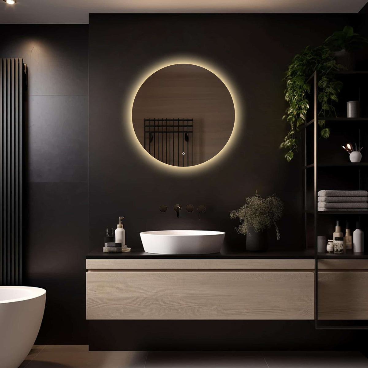 Badkamerspiegel Lena 70×70 ,randloos licht variant 3