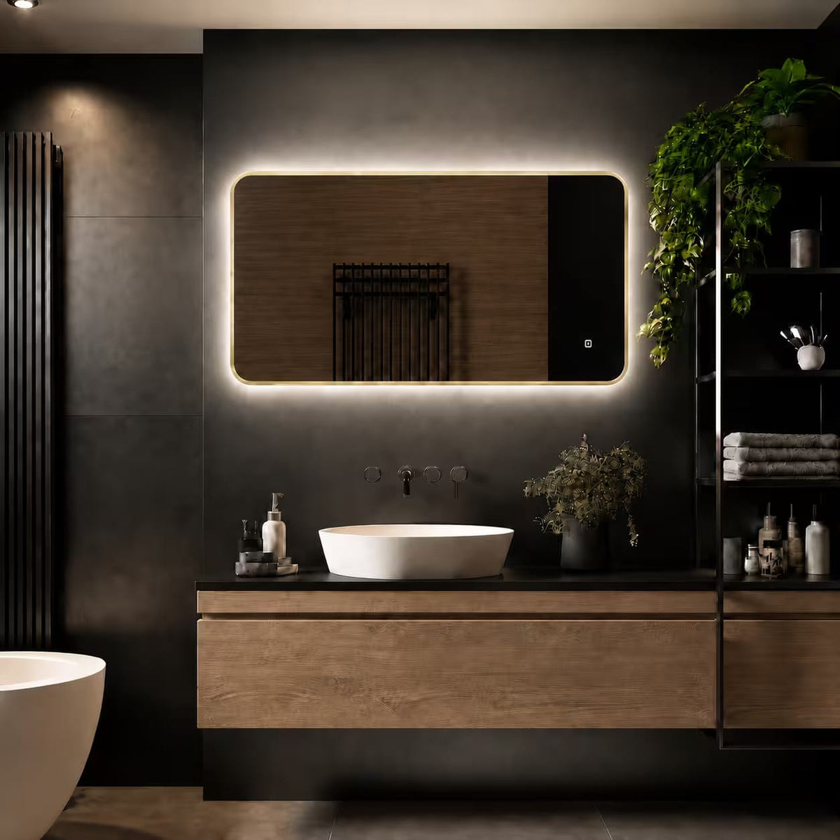 Badkamerspiegel Marbella 100x60, met gouden lijst, kleuren (1)