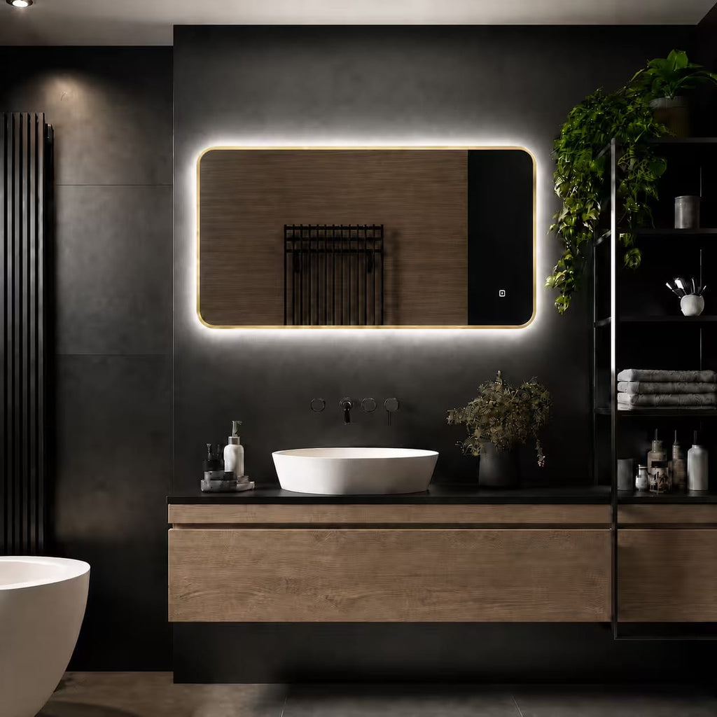 Badkamerspiegel Marbella 100x60, met gouden lijst, kleuren (2)