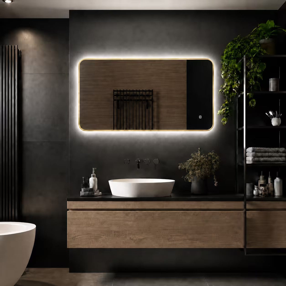 Badkamerspiegel Marbella 100x60, met gouden lijst, kleuren (2)