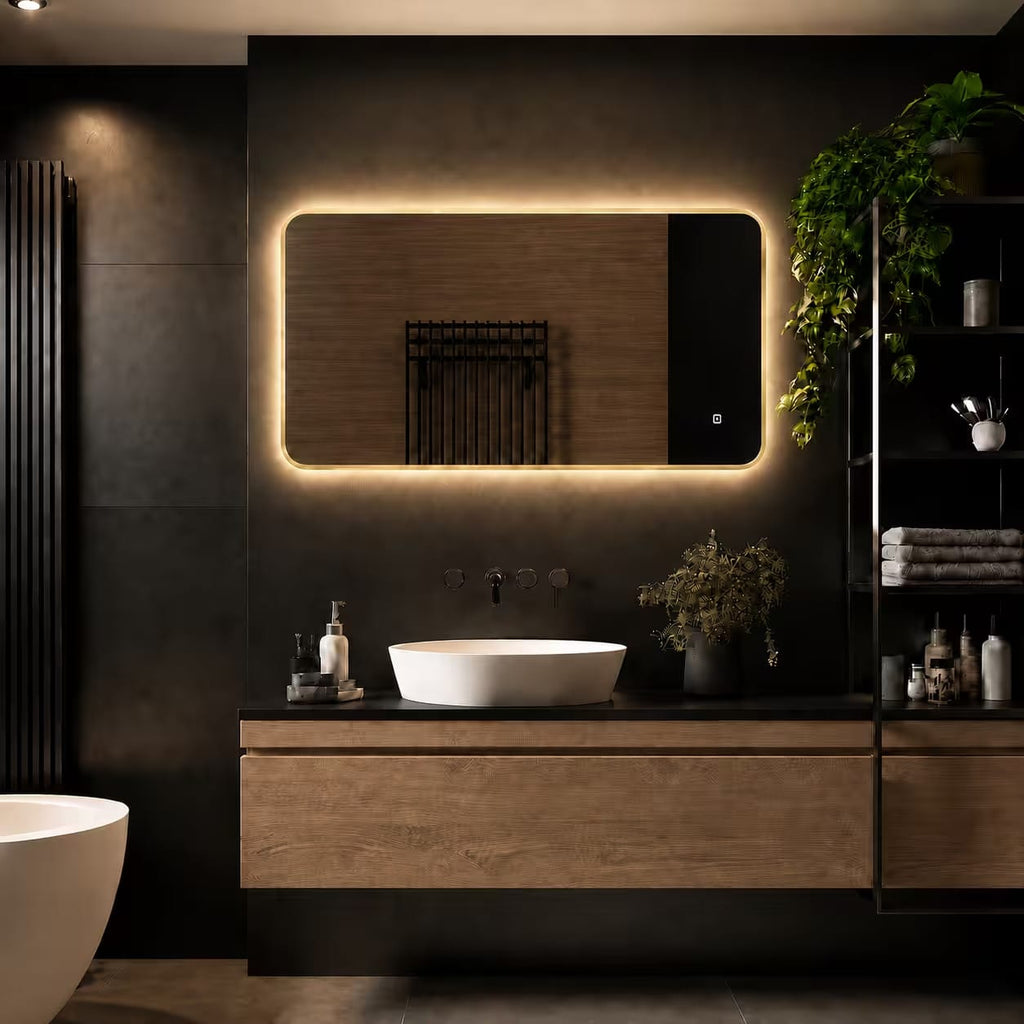Badkamerspiegel Marbella 100x60, met gouden lijst, kleuren (3)