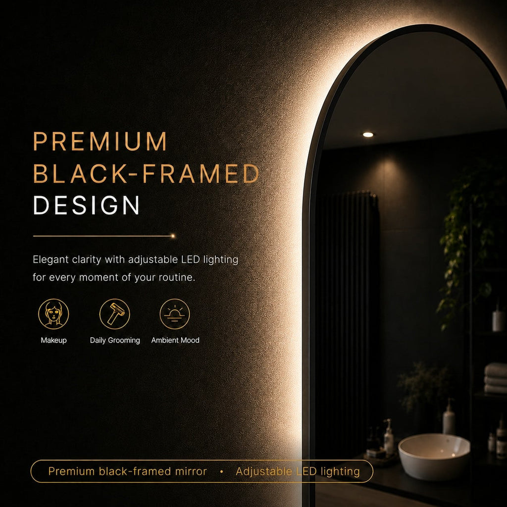 Badkamerspiegel Marrakech 45x100, met zwarte lijst premium frame
