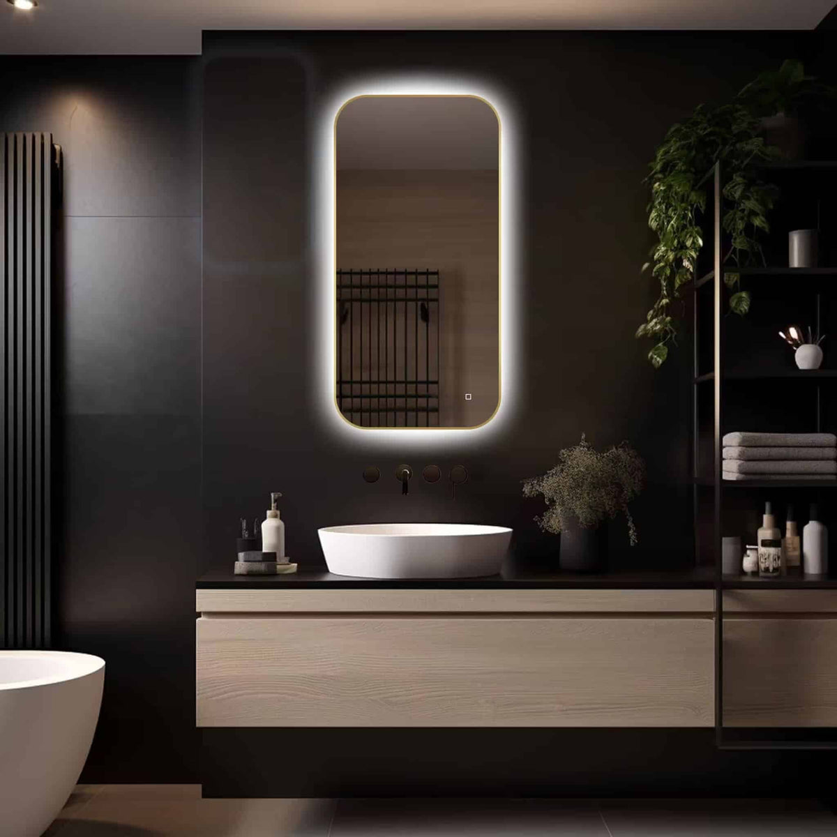 Badkamerspiegel Milano 100×50 , met gouden lijst detail (2)