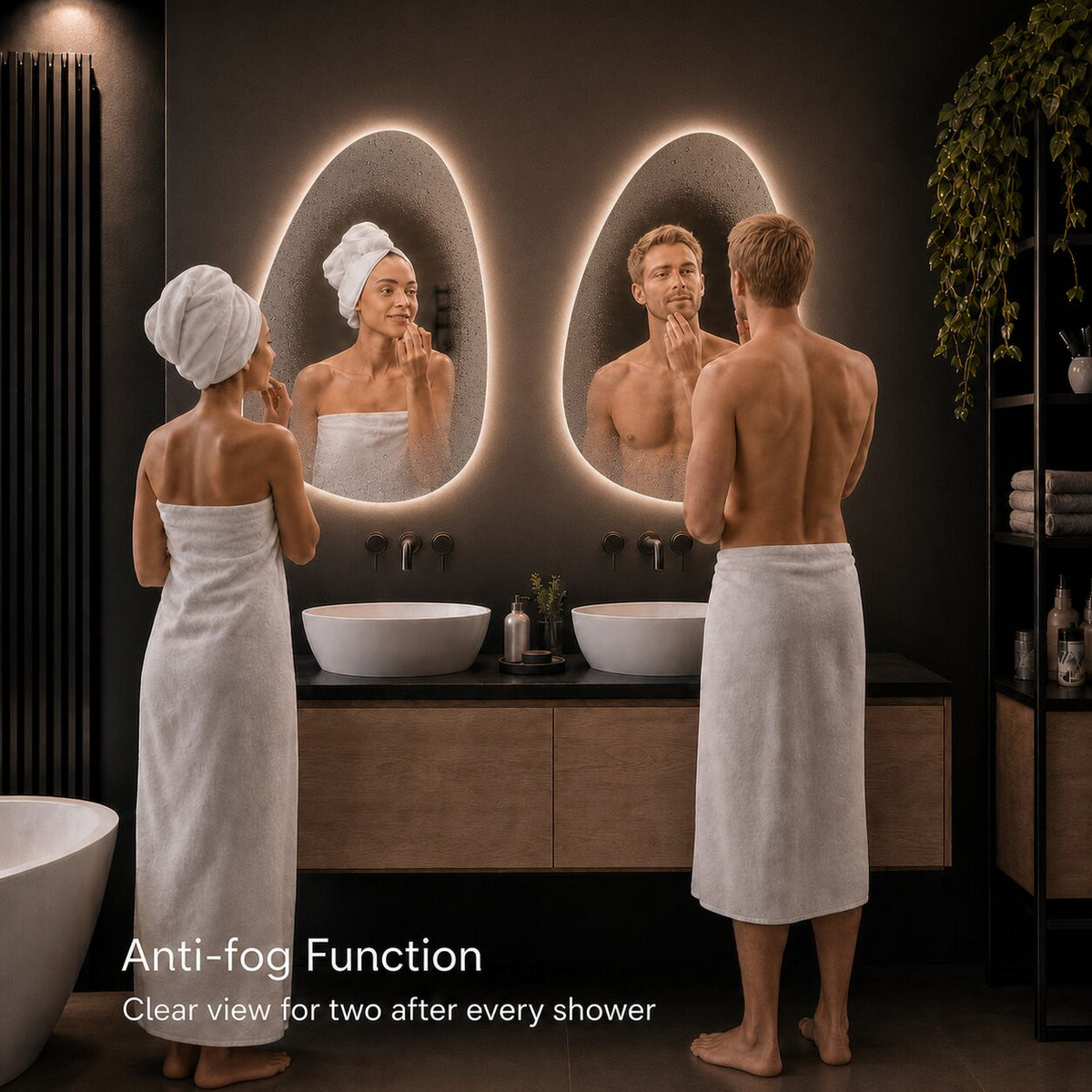 Badkamerspiegel Venus 90x60 anti condens 2 personen verticaal