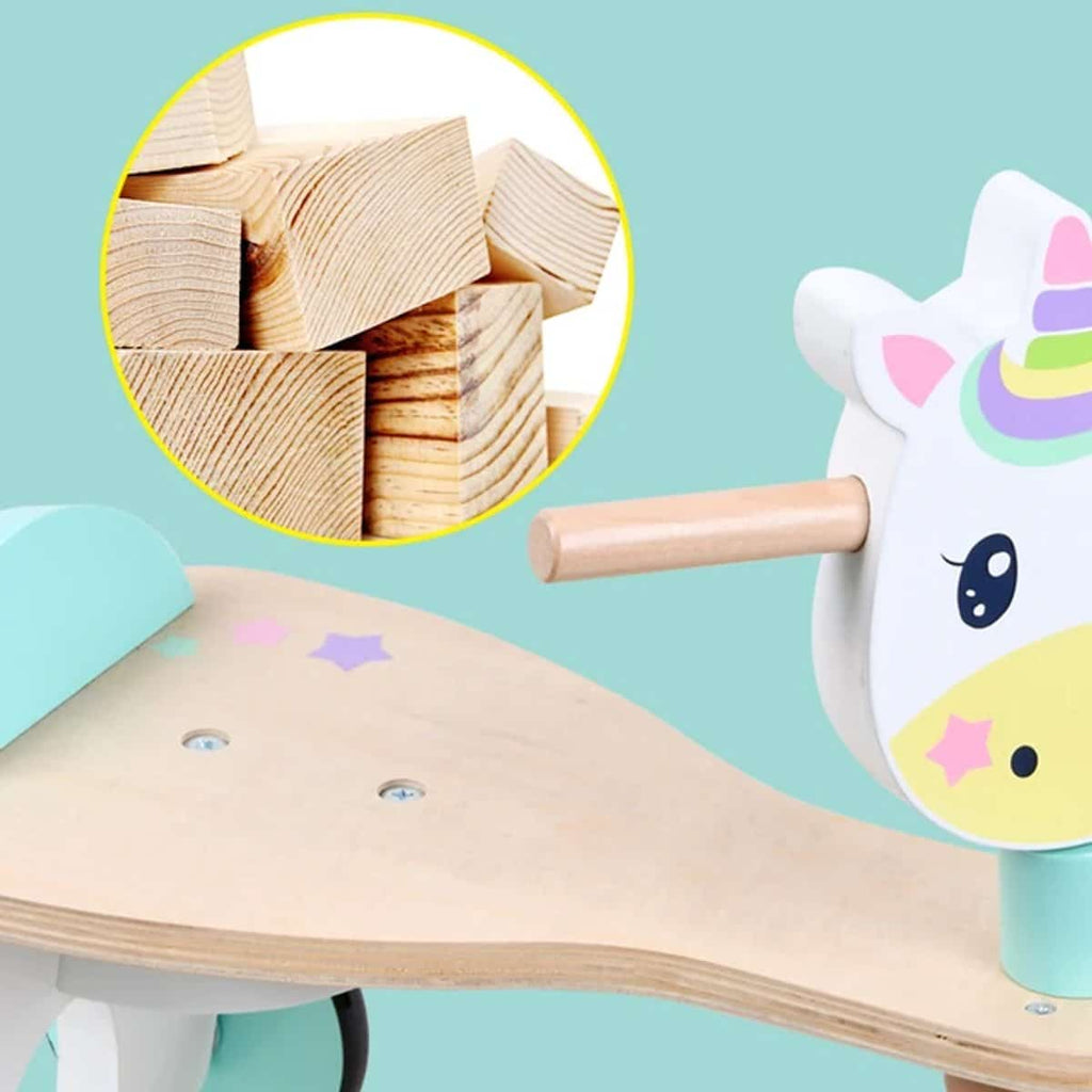 Houten Loopfiets Unicorn Kiddie-Bikes – 4 Wielen – Vanaf 1,5 Jaar – Peuter Loopfiets met Stabiel Frame (1)