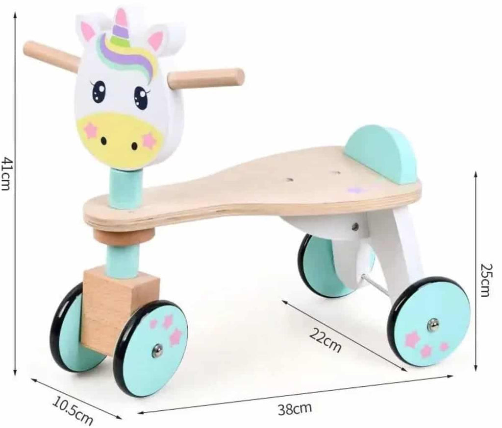 Houten Loopfiets Unicorn Kiddie-Bikes – 4 Wielen – Vanaf 1,5 Jaar – Peuter Loopfiets met Stabiel Frame (2)