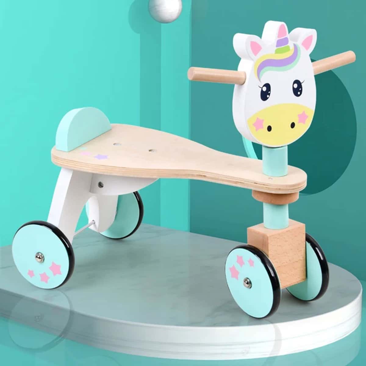 Houten Loopfiets Unicorn Kiddie-Bikes – 4 Wielen – Vanaf 1,5 Jaar – Peuter Loopfiets met Stabiel Frame (3)