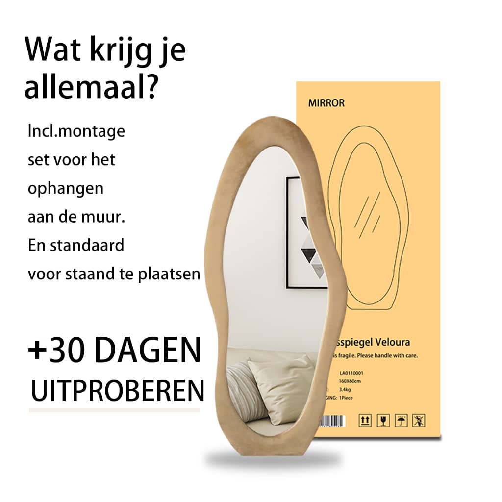 Passpiegel Velanto taupe, in de doos