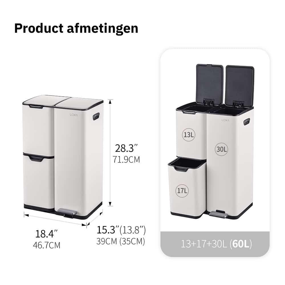 Prullenbak Cairo Crème product afmetingen