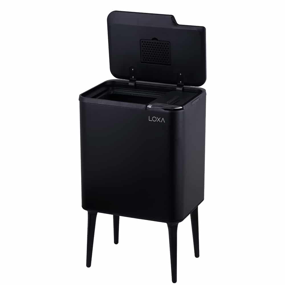 Prullenbak Venice Slim 36L Zwart – 1×33L + 1 x 3L met Geurfilter functies - smalle prullenbak 36 liter - detail (1)
