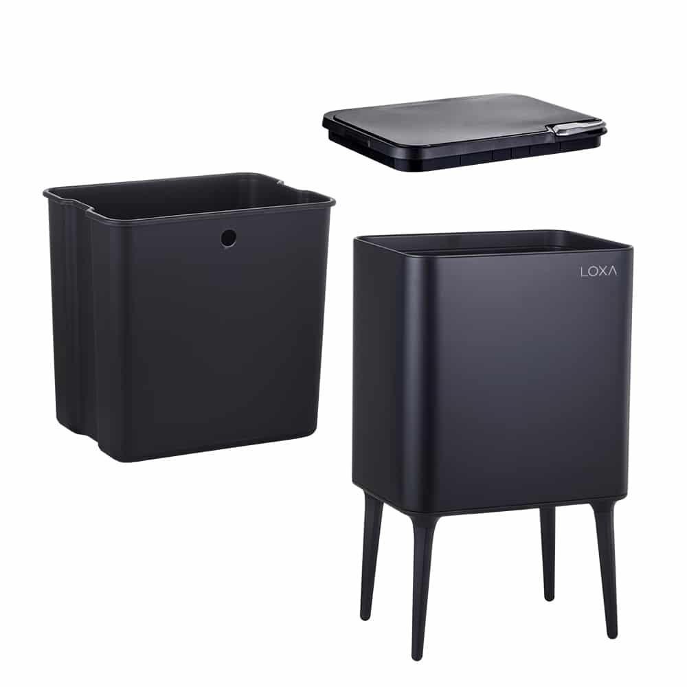 Prullenbak Venice Slim 36L Zwart – 1×33L + 1 x 3L met Geurfilter functies - smalle prullenbak 36 liter - detail (9)