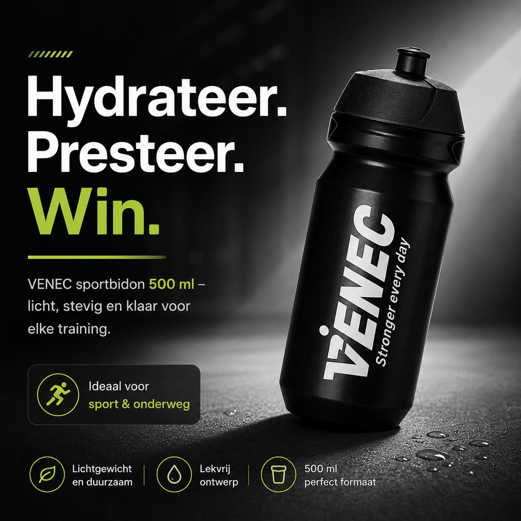 Venec Bidon 500 ml – BPA-vrije Sportbidon met Lekvrije Dop schuin