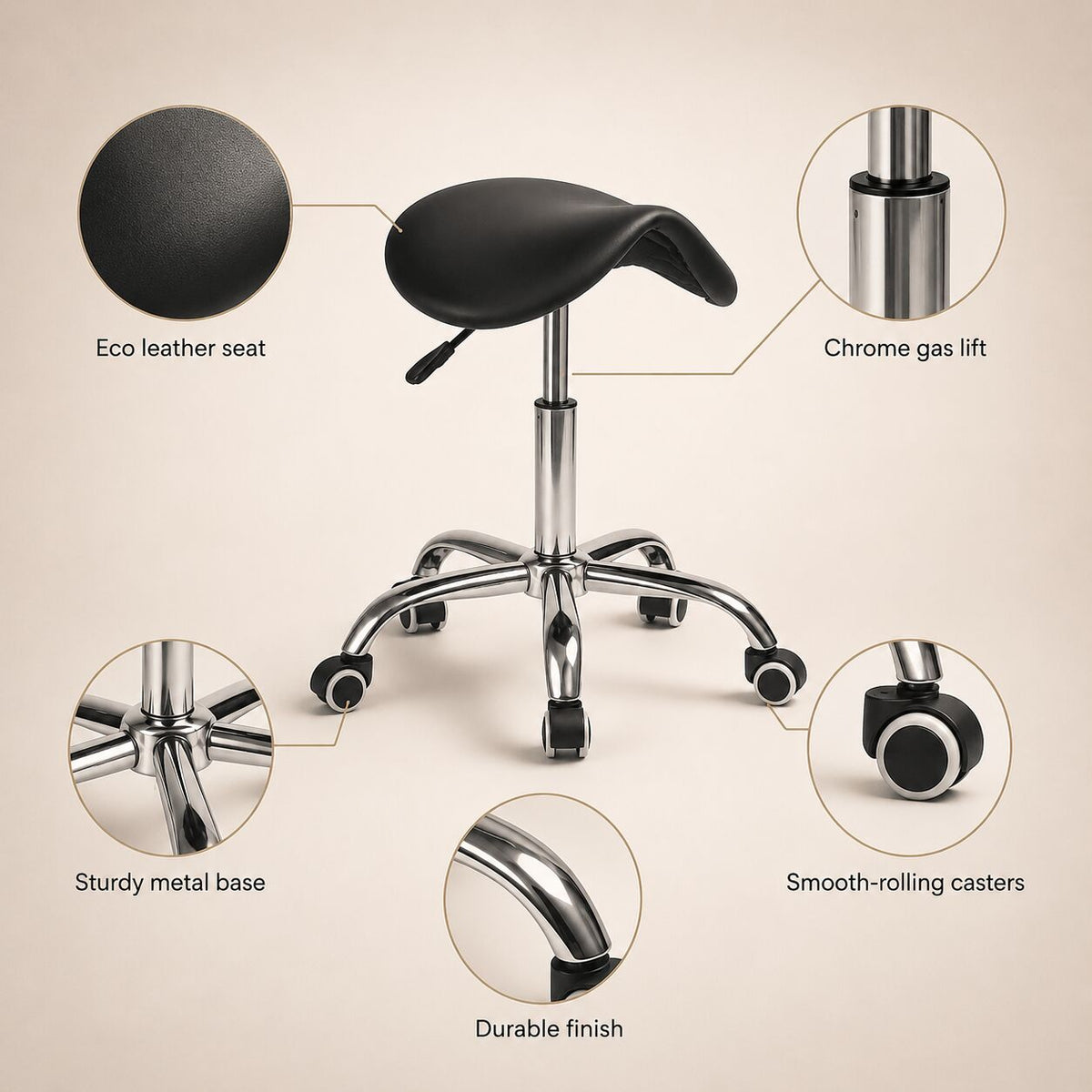 Zadelkruk ErgoBalance – Ergonomische zadelkruk, Verstelbaar en Wendbaar en tot 130kg detail (4)