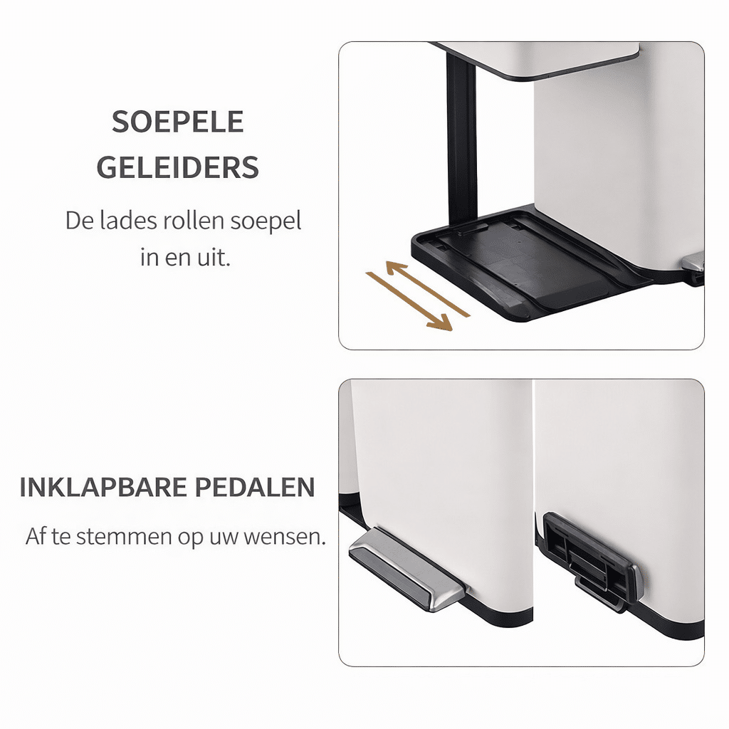 pedaal prullenbak 60 liter crème met afvalscheiding (3)