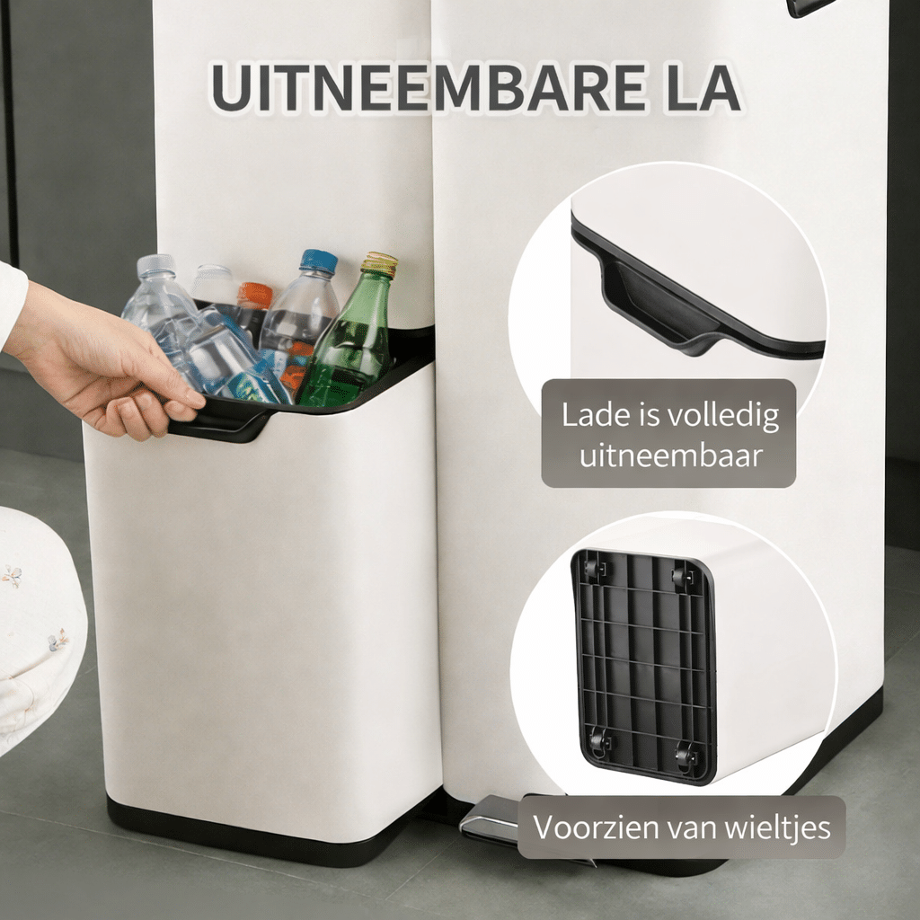 pedaal prullenbak 60 liter crème met afvalscheiding (4)